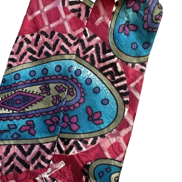 Pal Zileri Designer Italian Neck Tie Paisley Geometric Classic Length 3.5" - Picture 7 of 7